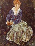 Egon Schiele Portrait of Edith Schiele Seated oil painting artist